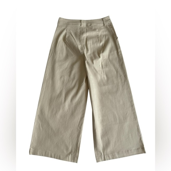 Francesca’s Blue Papaya Beige Wide Leg Crop Pant Button Front High Rise Sz S NWT - Picture 2 of 9